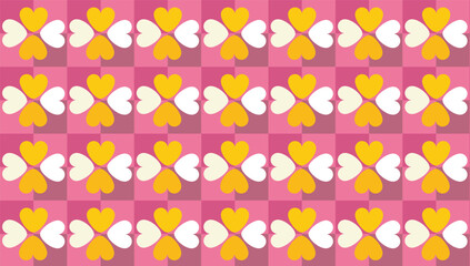 Seamless geometric pattern combination of colorful love shapes. Perfect for printing, design backgrounds, wallpaper and tiles, gift wrapping