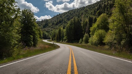 Road, Forest, Clouds, Sky, Highway, Road Markings, Asphalt, Road Sign