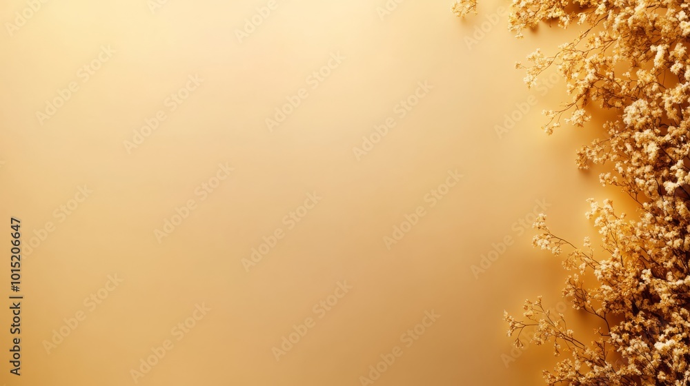 Poster a series of detailed gold floral patterns creates a symmetrical layout on a soft cream backdrop, enh