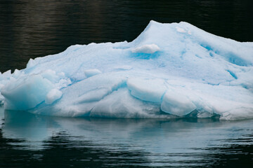 Glacier ice floating adrift in the Alaskan seas.