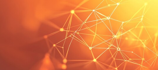 Abstract Background With Orange Network. Global Network, Technology Concept, 3D Illustration