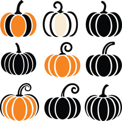 Set of colorful pack of halloween pumpkins collections