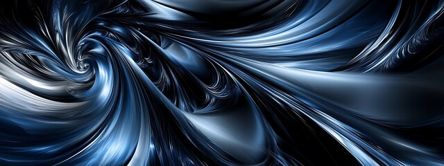Obraz premium Abstract swirling blue and black background with a 3D effect.