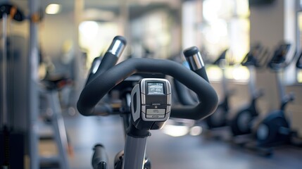 Close-up of a Stationary Bike Handlebars and Display