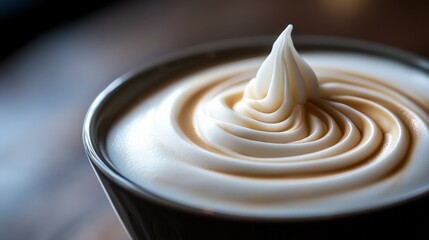 A Delightful Swirl of Creamy Goodness: A Close-Up Look at a Perfectly Crafted Latte