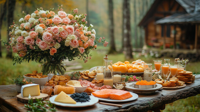 Au bistro, les bons vivants c&eacute;l&egrave;brent un mariage. Un buffet de fruits de mer et l&eacute;gumes frais s'invite &agrave; ce d&eacute;licieux d&eacute;jeuner.