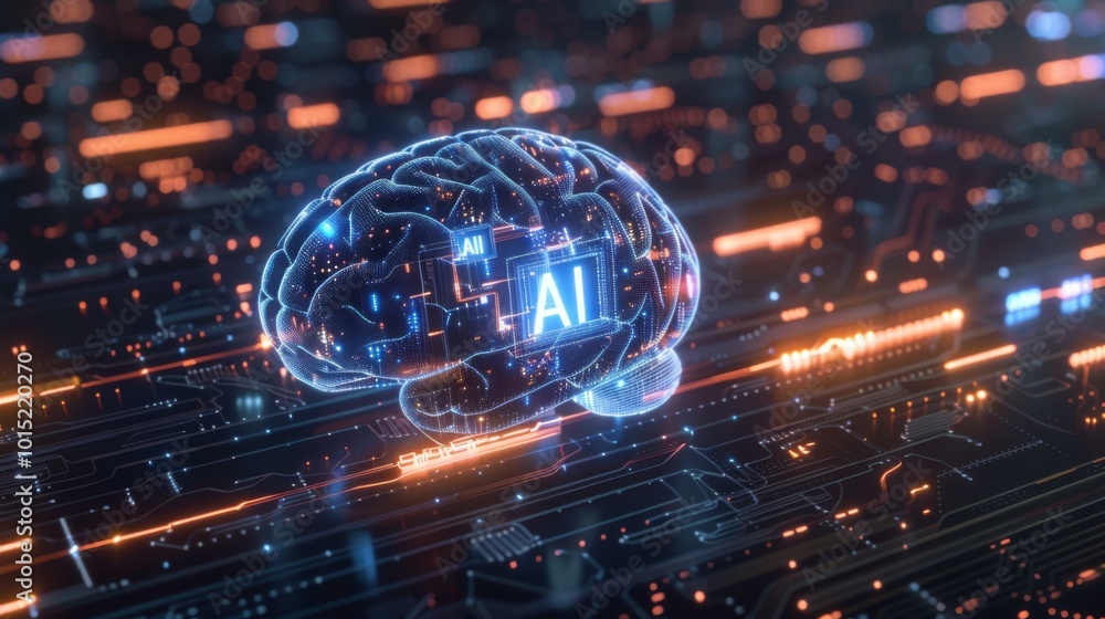 Canvas Prints ai brain on a digital circuit board. ai.