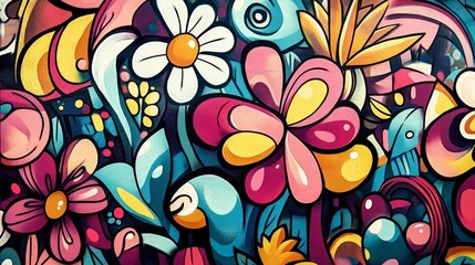 Abstract Floral Explosion: A Vibrant Celebration of Color and Imagination