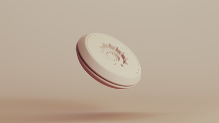 Beige bionic capsule shape disk technology design element neutral monochrome soft tones skin tones background 3d illustration render