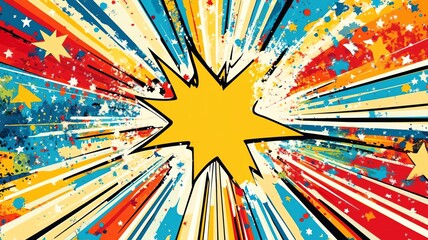 Fototapeta premium A bold explosion in pop art style, with colorful stars and vibrant energy