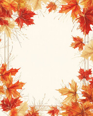 A vector illustration of an autumn maple leaf poster frame.