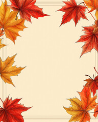 Fototapeta premium A vector illustration of an autumn maple leaf poster frame.