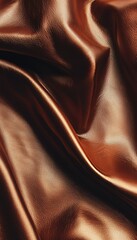 Obraz premium Shiny, Flowing Deep Auburn Brown Luxury Fabric Texture with Elegant Folds and Curves