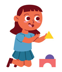 cartoon girl playing with educational toys
