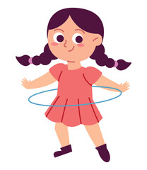 Obraz premium cute girl playing hula hoop