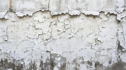 Obraz premium Close-up of a white concrete wall with peeling paint.