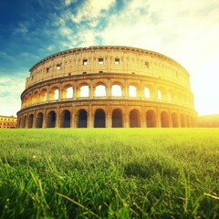 Fototapeta premium Colosseum in Rome, Italy. Ancient Roman Colosseum, Famous world landmark. Travel destination.