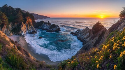 Breathtaking Sunset over the Majestic Pacific Coast