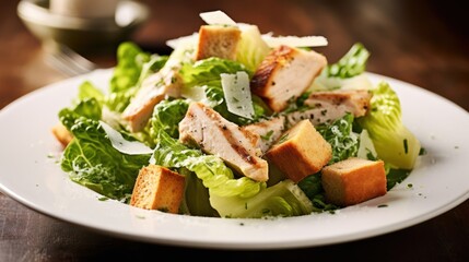 Caesar Salad with Grilled Chicken and Croutons