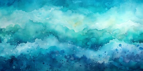 Watercolor Texture Paint in Teal and Ocean Blue for Wall Decor