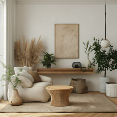 Natural and Neutral Living Room Decor with Plants for a Peaceful Retreat