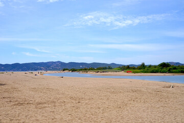 view to the La Gola del Ter, Platja de la Gola del Ter, Ter between Mas Pinell and l’Estartit, Parc Natural del Montgrí, les Illes Medes i el Baix Ter, Girona, Pals, Begur, Catalonia, Costa Brava
