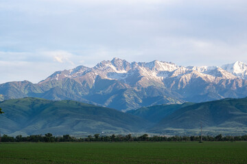Landscape in Kazakhstan near the city of Almaty, beautiful and majestic mountains