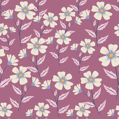 Beautiful pattern with flowers and leaf. Floral vector illustration