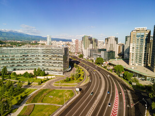 Naklejka premium Business center of Almaty, office buildings and luxury apartment buildings