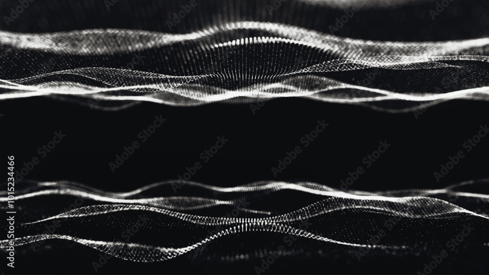 Aufkleber technology background. abstract digital particle wave. futuristic abstract waves glowing grid curves