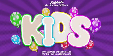 Kids Text Effect Editable Alphabet Child Fun Happy Children Joy Purple Colorful