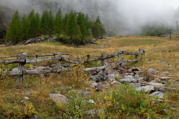 Autumnal landscape in the Italian alps of Macugnaga