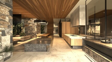 Modern Kitchen and Living Room Interior Design