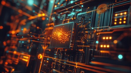 Obraz premium Digital Circuitry and Data Flow