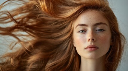Naklejka premium Portrait of a Woman with Long Red Hair