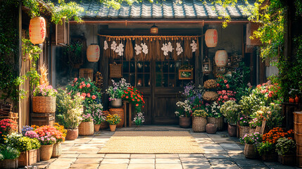 Japan, traditional decorations like Kadomatsu (pine entrance adornments) and Shimekazari (straw ropes with ornaments) are displayed. Generative AI