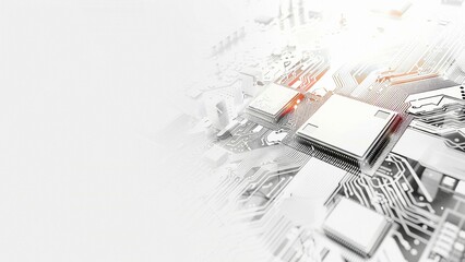 Fototapeta premium Abstract digital art of a circuit board with glowing connections, creating a futuristic theme.