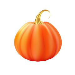 3d realistic pumpkin. Orange pumpkin with golden stem.