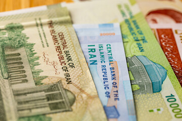 Iran money, Iranian rial banknotes. financial background