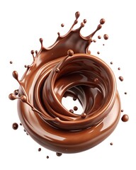 Chocolate Spiral Splash Isolated on White Background for Culinary and Dessert Art