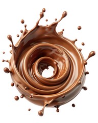Delicious Chocolate Splash Isolated on White for Dessert Promotions