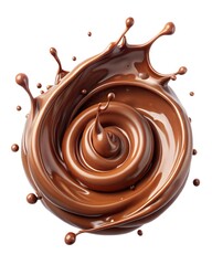 Spiral Chocolate Splash Isolated on White Background for Culinary Designs