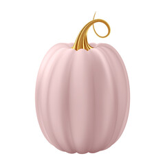 3d realistic pumpkin. Pink pumpkin with golden stem