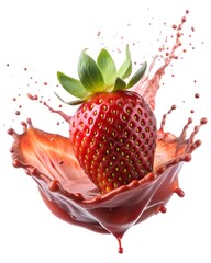 Strawberry Dipped in Syrup Splash for Culinary Use and Creative Presentations