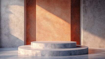 Minimalist Concrete Platform with Warm Light