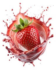 Fresh Juicy Strawberry with Syrup Splash for Delicious Dessert Imagery