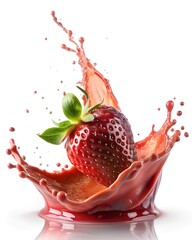 Delicious Strawberry Syrup Splash Isolated for Culinary and Beverage Use