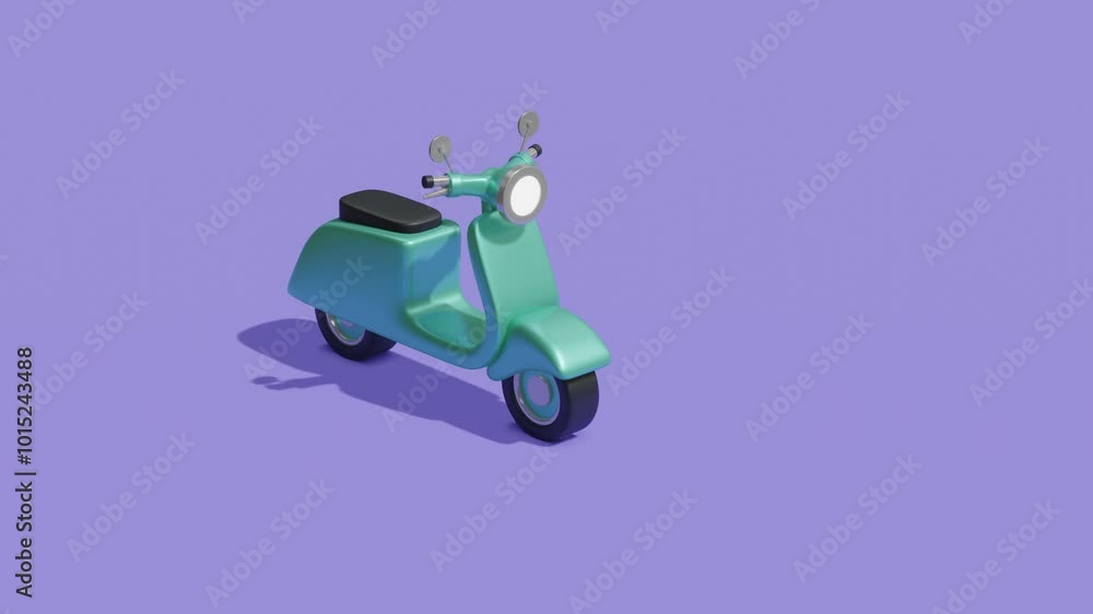 Poster a retro blue scooter with minimalistic design. minimal modern seamless motion design. abstract loop 