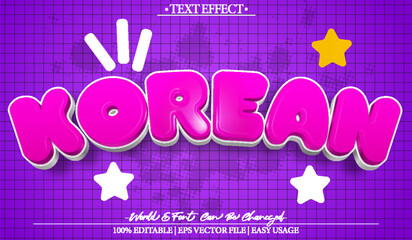 Korean Vector Text Effect Editable Alphabet Purple Japanese Manga Anime Kawai