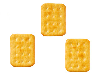 Cheese crackers isolated. Cheese crackers isolated on white background, top view.